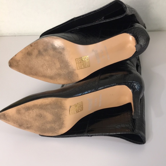 Black knee-high faux crocodile boots - Picture 7 of 7